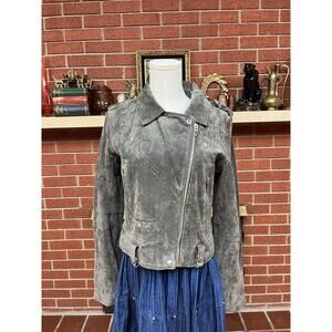 Blank NYC Moto Womens Gray Suede Leather Biker Jacket NWOT Streetwear M